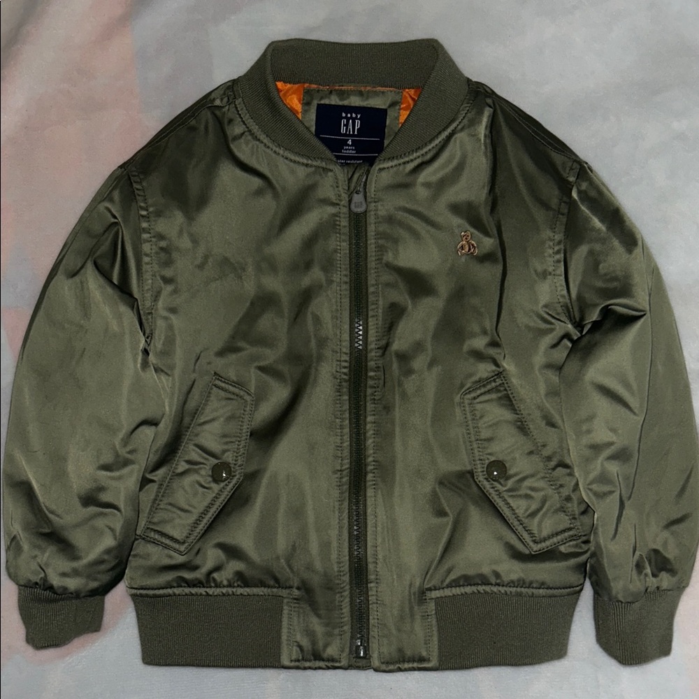 GAP Kids Olive Green Puffer Bomber Jacket